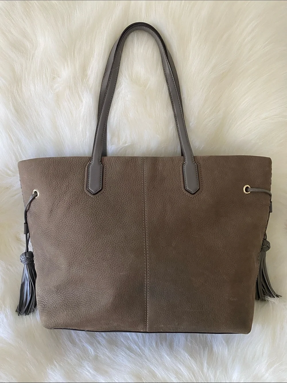 Kate Spade New York Pratt Street Brandice Suede Tote Bag in Taupe